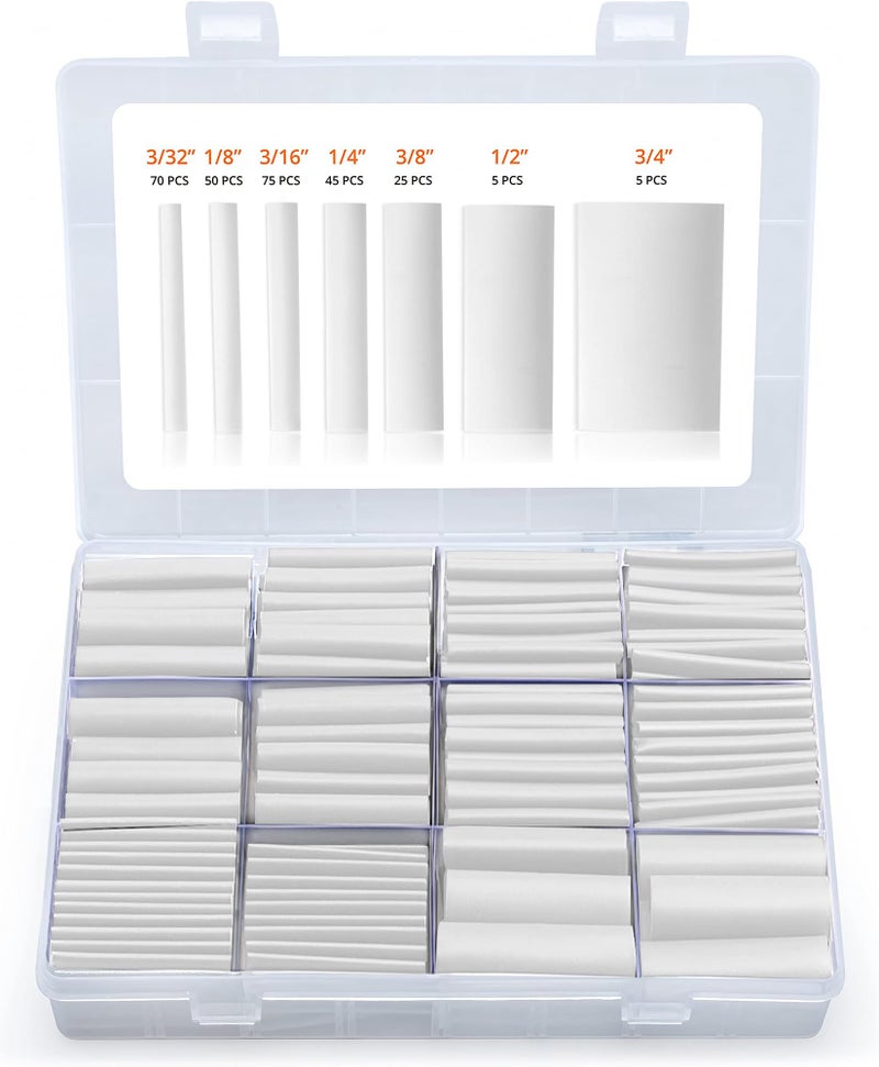 Wirefy Heat Shrink Tubing Kit 275 PCS - 3:1 Ratio Adhesive Lined, Wire Shrink Wrap Tubing - Industrial Heat-Shrink Tubing - White - Shrink Wrap Tubing | Trusted UL Certification - Image 1